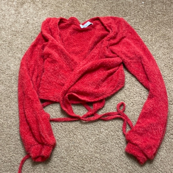 ISO Hollister Red Knit Wrap Sweater XXS - Picture 2 of 3